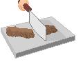 Picture of a piece of crap being chopped with a meat cleaver
