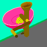 Animation of a hand operated
grinder