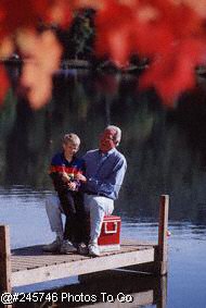 Grandfather & grandson fishing