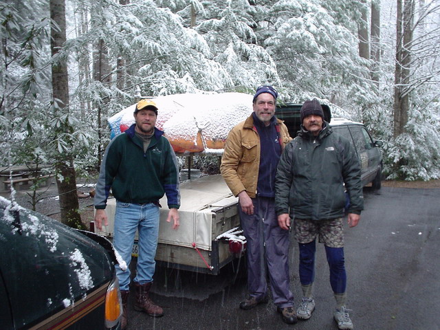 Matt Kettlewell, Jeff Prycl, and Wayne Carey at Roan Mt. Campground (photo by Jeff Macklin)