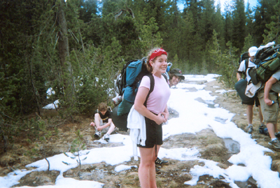 Deanna & others avoiding snow on hike