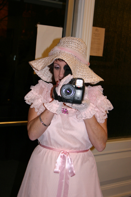 Allyson as Scarlett O'Hara, with videocamera