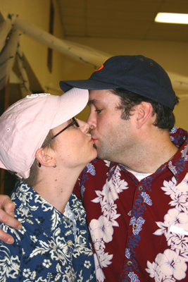 Mark & Liz Colligan as movie directors - kissing!