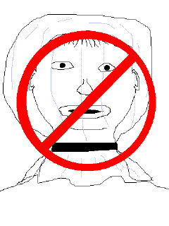 A no-suicides sign depicted by
          a drawing of a head with a plastic bag over it, and a red
          circle and slash over it