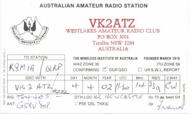 Australian QSL Card