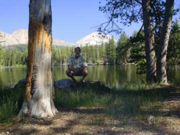 Mike at Reflection Lake, Lassen Peak in the background