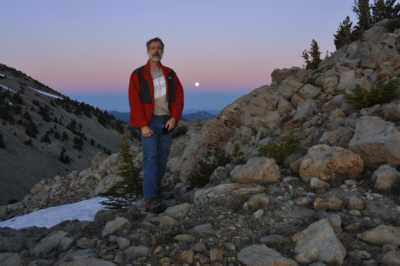 Mike and rising moon after sunset