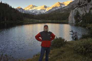 Mike after sunrise over Mack Lake