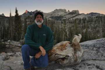 Mike after sunset from above Sunrise High Sierra Camp