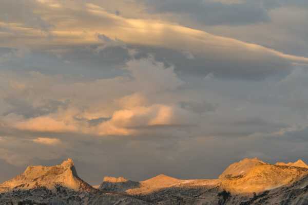 Classic Sierra sunset, Cathedral Peak on the left