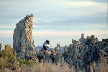 Ora photographing Mono Lake at sunrise