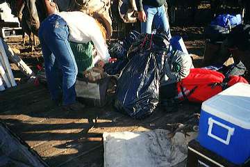 Packing the mules...
