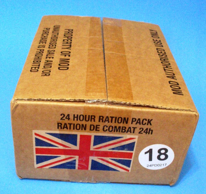 British 24-hour operation ration pack, outer box.