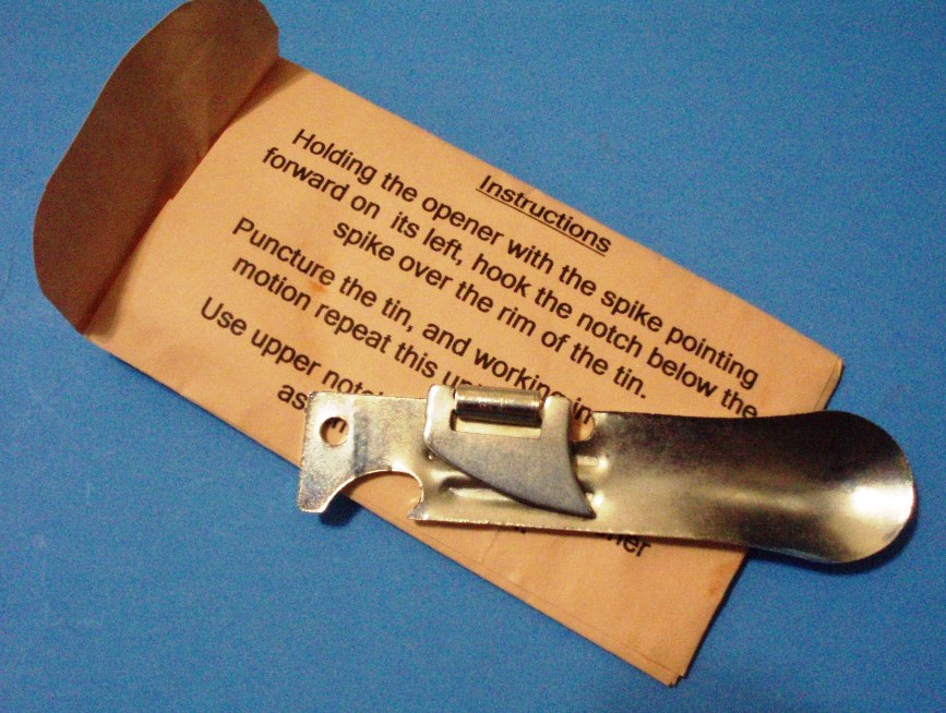 British 24-hour ration, reproduction can opener/bottle opener/spoon.