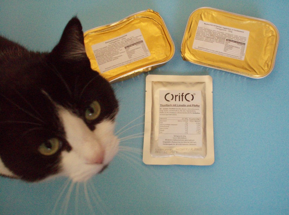 German 24-hour individual combat ration, Menu 5, main entrees, and Feline Research Assistant!