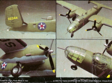Photo of the box bottom of my B-25B model kit - and what Testors thought it should look like when it was done.