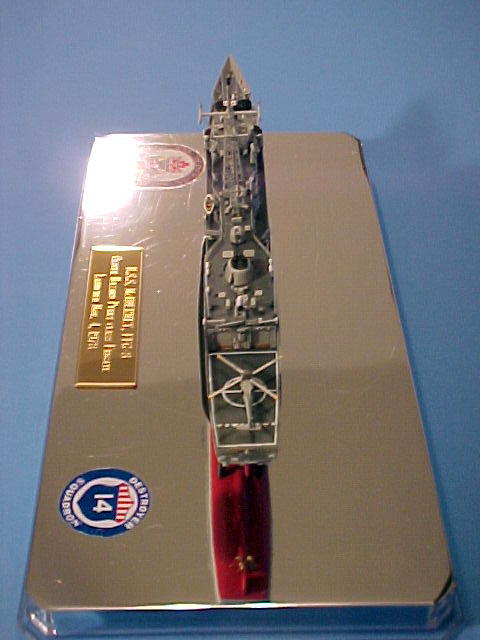 Stern shot of the finished model, showing the neat looking effect of the mirrored base when looking at the underside of the ship.