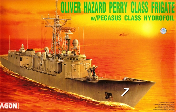 Boxtop scan of the Dragon Oliver Hazard Perry frigate kit.