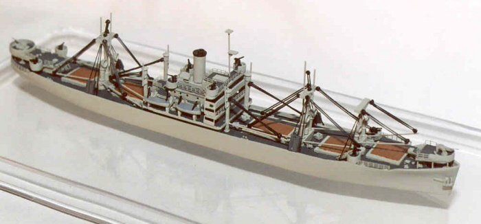 My first Victory ship model, a generic representation of the type with full armament. This is a view of the starboard (right) side of the completed model.