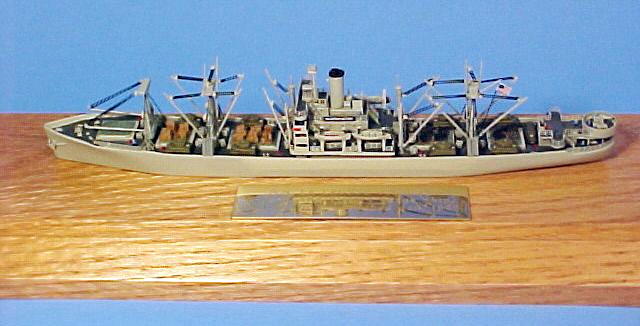 Overall shot of the completed Victory ship, mounted on a oak base and with a brass plaque giving the ship's name and details. A clear acrylic cover topped it off.