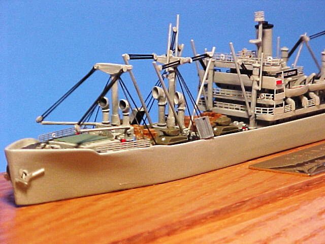 The LaCrosse Victory, looking from the port quarter back to the superstructure. Note photoetch anchors at bow.