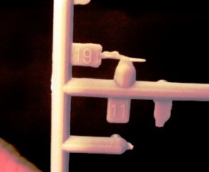 The radio mast, part 19, would be impossible to remove intact from the sprue,let alone clean up to useable condition, so a wire replacement had to be fabricated.