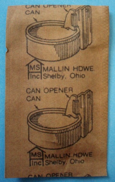 US P-39 can opener wrapper, front.
