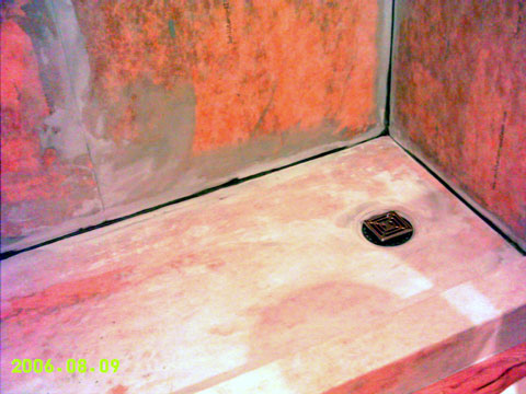 Shower drain with mud pan drying