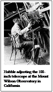 Text Box:  

Hubble adjusting the 100-inch telescope at the Mount Wilson Observatory in California
