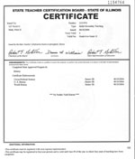 Illinois Teaching Certificate