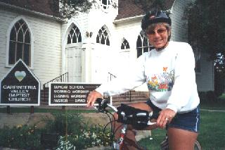Karen if front of Carp Baptist Church