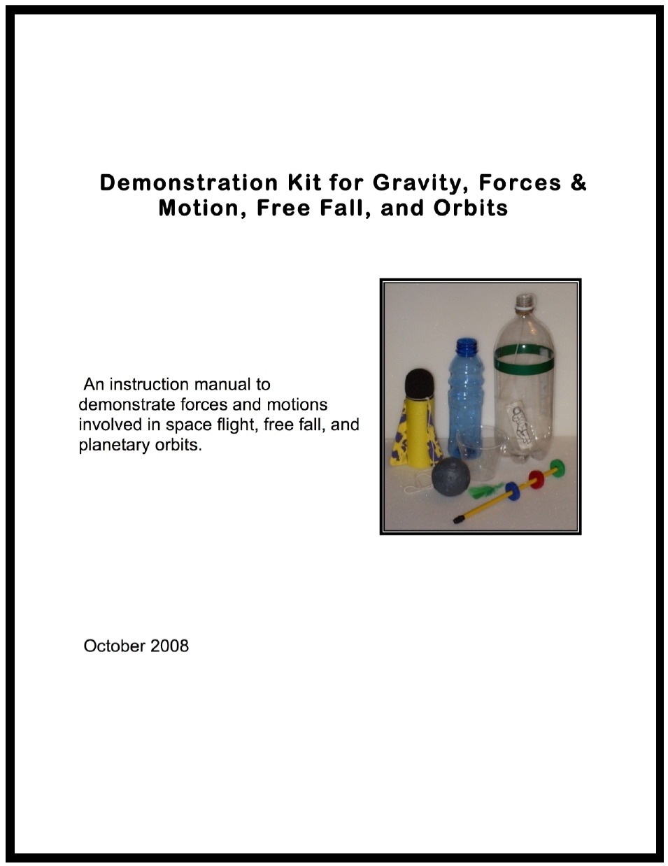  Demonstrating Microgravity Booklet cover