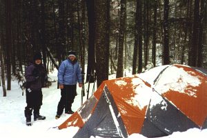 Angie and Missy at Campsite near Harvard Cabin