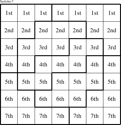 Each row is a group numbered as shown in this Sudoku-7 figure.