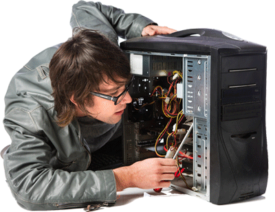 Technician working on computer