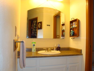 New countertop, faucet, mirror, paint