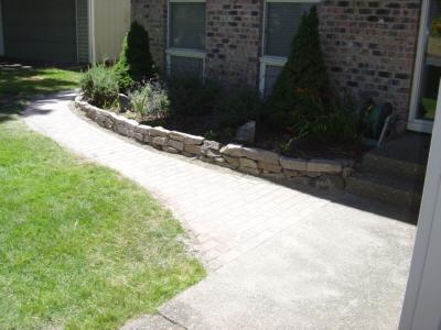 Front paver walkway and planter