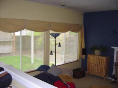 Looking down into the living room