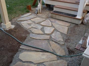 Flagstone path on other side of deck