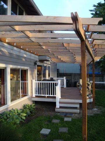 Side view of pergola - notice the funny angles.