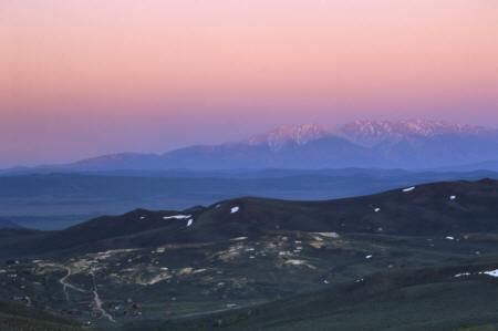 View over Bodie from ridge behind camp