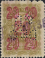 yellow olive with red overprint