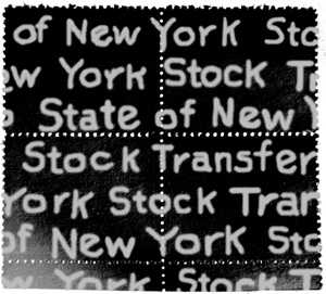 digitally enhanced photo of watermark: "State of New York Stock Transfer Tax Stamp"