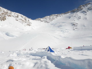 Climbers Approaching the Fixed Lines
